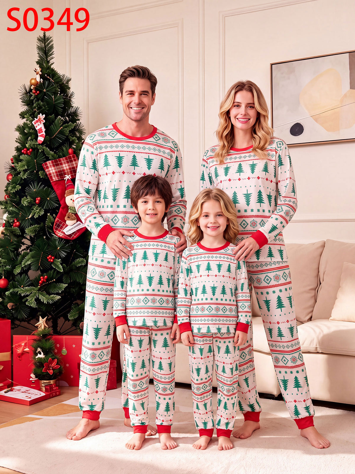 Christmas Family Matching Pyjamas – Christmas Tree Print 🎄
