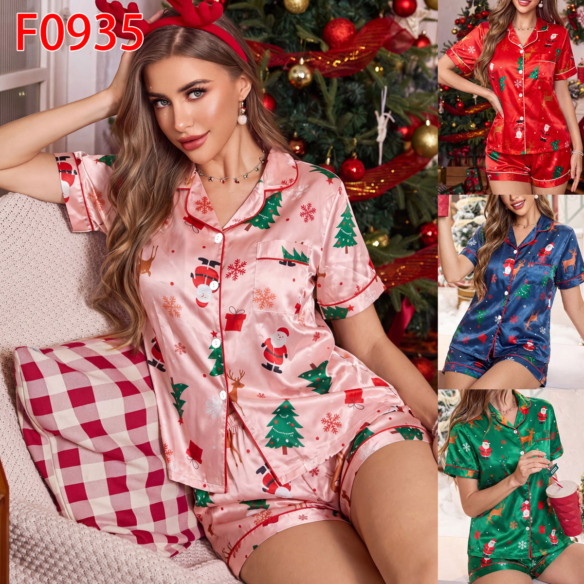 Christmas Family Matching Pyjamas – Christmas Tree Print 🎄