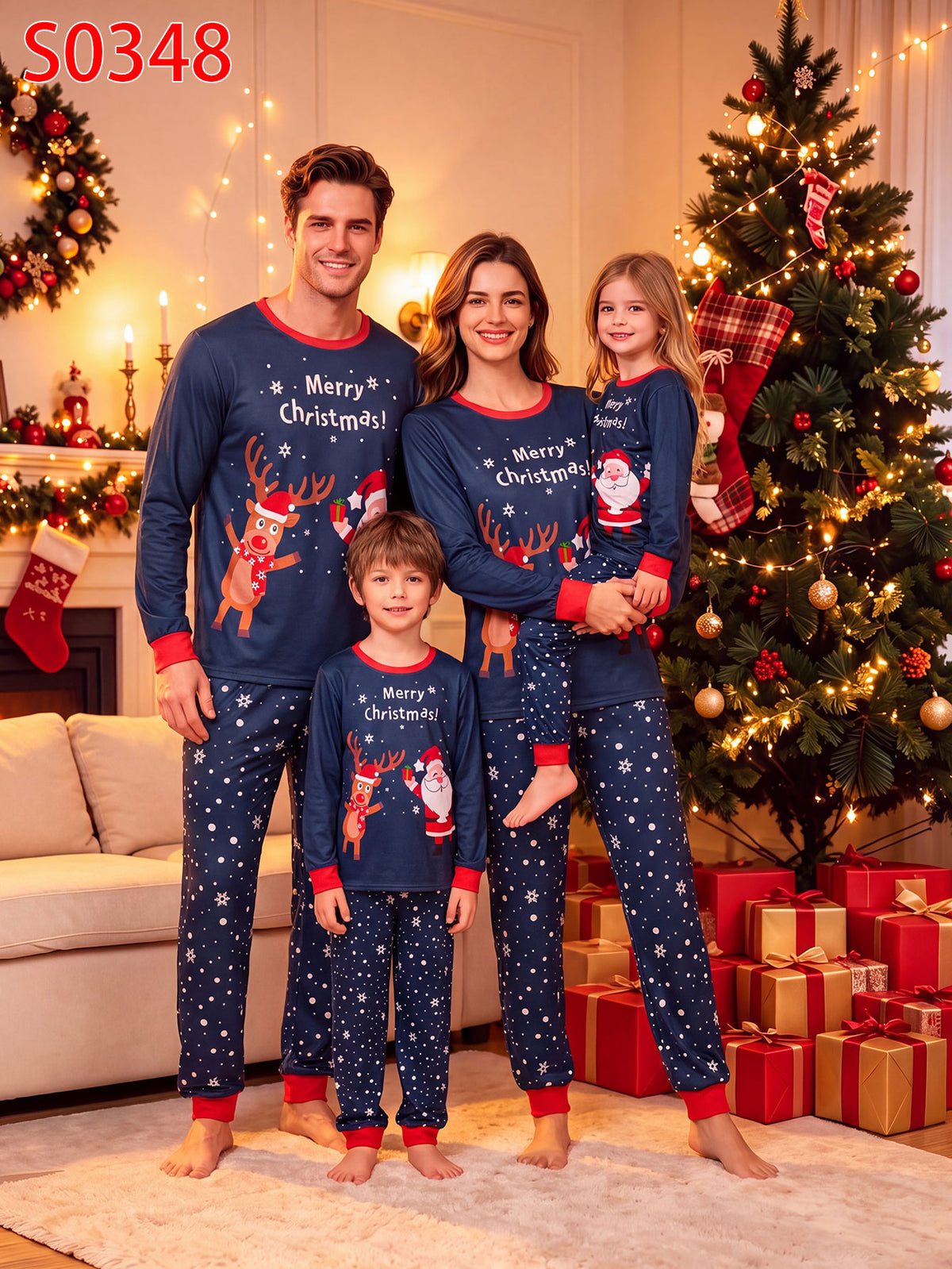 Christmas Family Matching Pyjamas – Christmas Tree Print 🎄